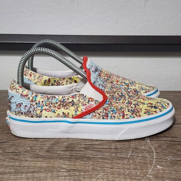 Vans Classic Slip-On X Wheres Waldo Beach Women's Shoes Womens Size 7 Multicolor - Picture 3 of 9